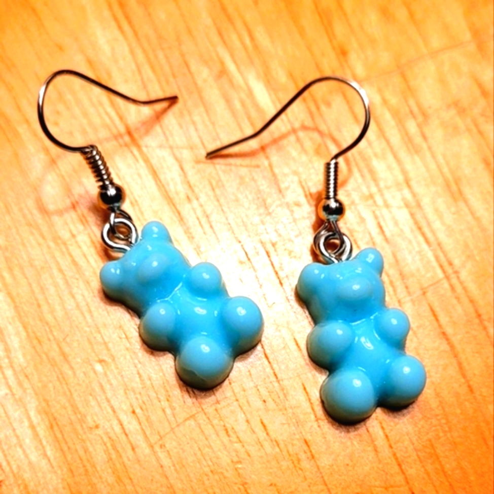 Sky Blue Gummy Bear Earrings 15$